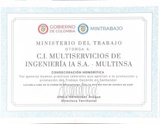 CONDECORACIÓN HONORÍFICA MINISTERIO DE TRABAJO 2018